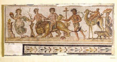 Dionysische processie, uit El-Jem (Thysdrus) (mozaïek) door Roman